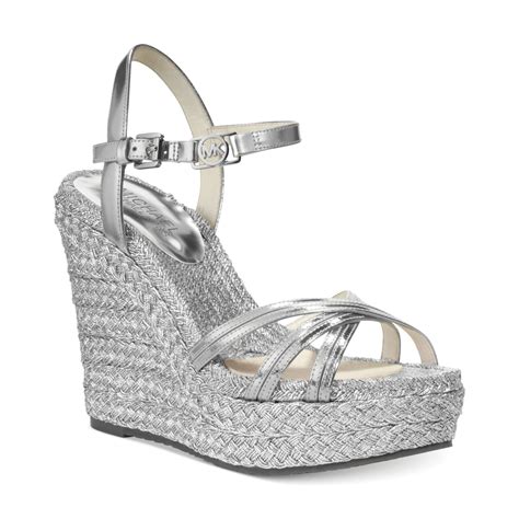 michael kors silver platform sandals